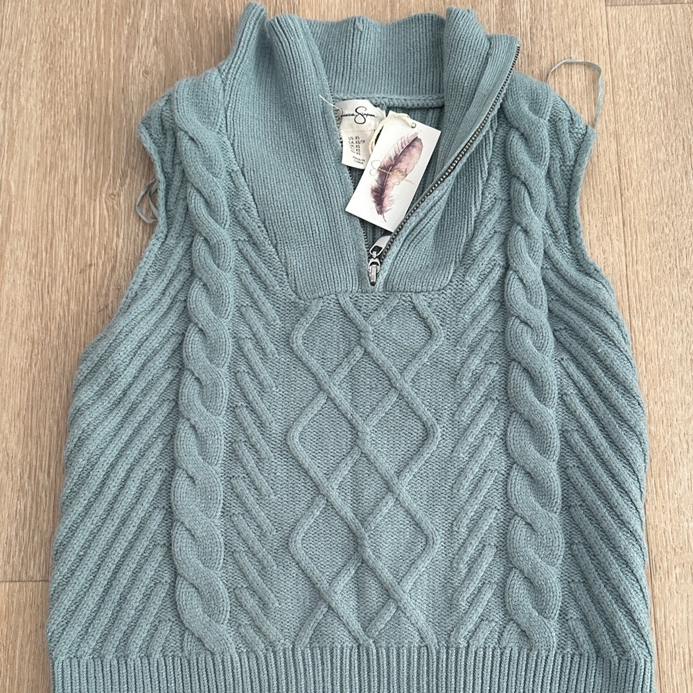 Jessica Simpson Teal Cable Knit Turtleneck Sweater